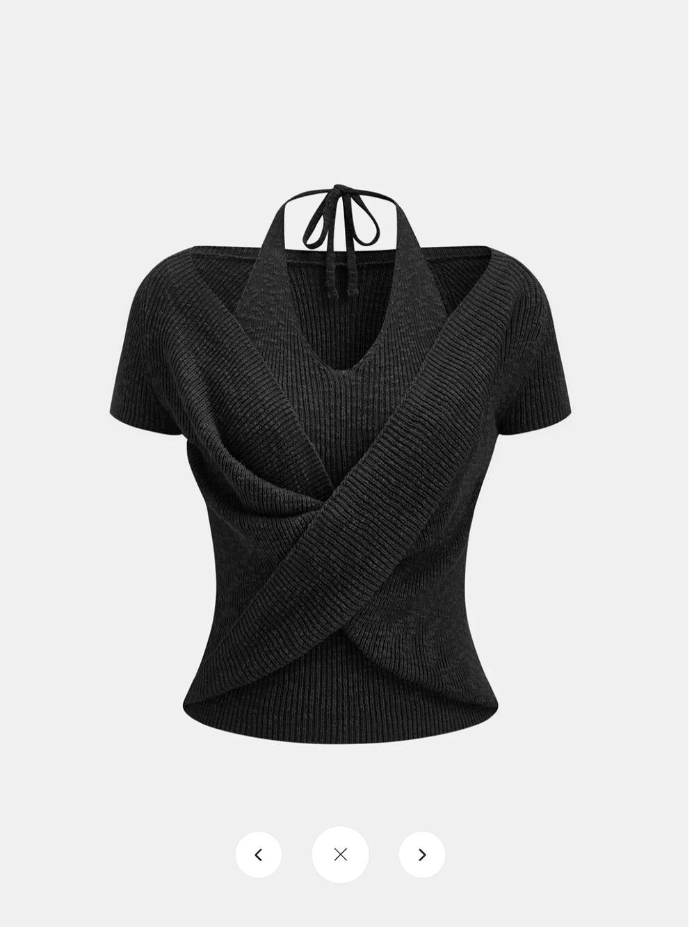 Copied - NWT Commense Halter Wrap Short Sleeve Knit Top Sz L